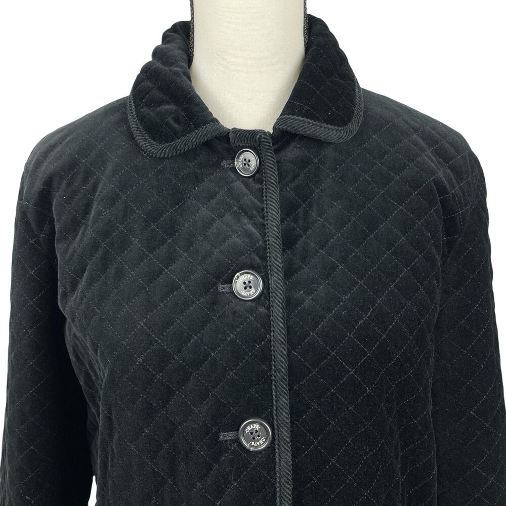 Chaps Women's Quilted Jacket Large Black Diamond‑Quilt Button Front Coat - Picture 2 of 12